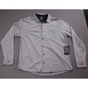 FABLETICS Men's Shirt The Dash Long Sleeve Button Up Gray Textured XXL MSRP $89